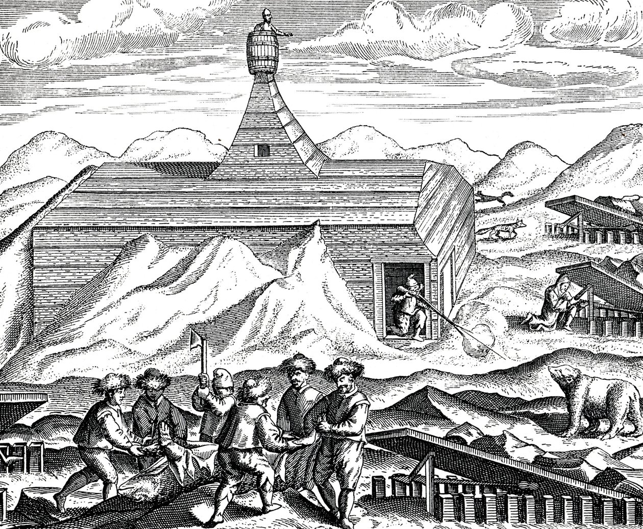Corte de um urso no Pólo Norte, c.1600 (gravura) de Theodor de Bry