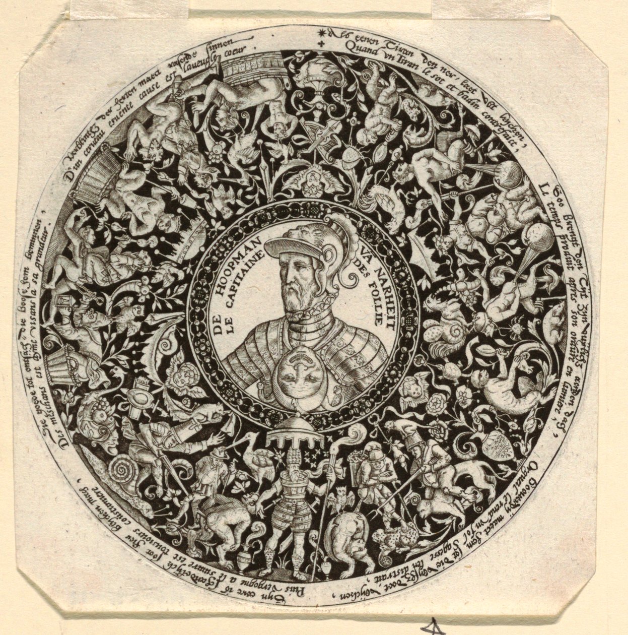 Projeto para uma Tazza gravada com um retrato do Duque de Alba como Comandante da Loucura de Theodor de Bry