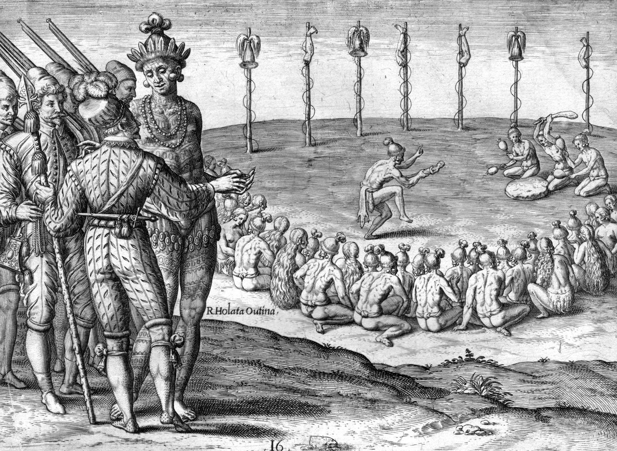 Cozinheiros indianos ameixa seca Utina de Theodor de Bry