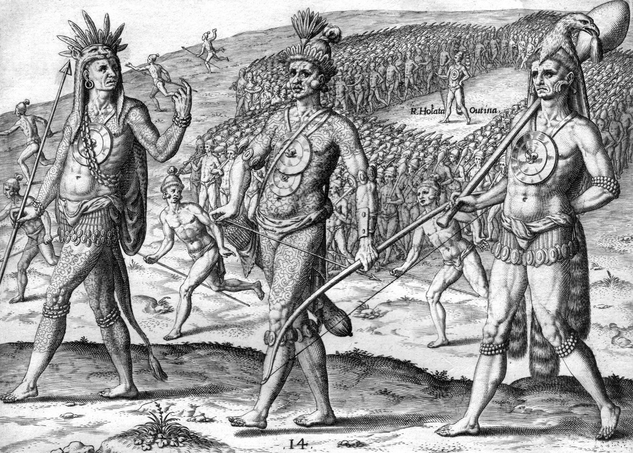 A índia potano Utina e as suas tropas de Theodor de Bry