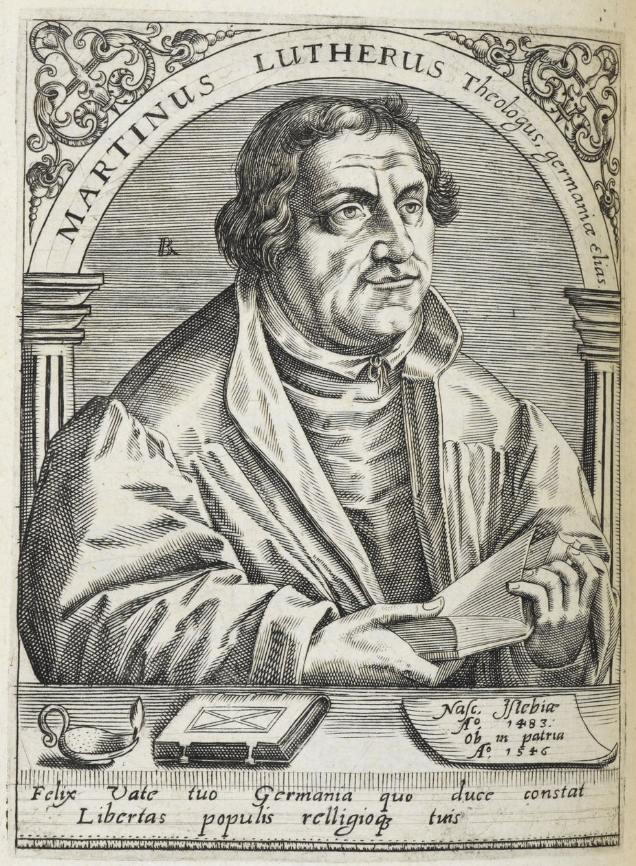 Martin Luther. (1483-1546). Reformador religioso alemão, e fundador da Reforma. Retrato. de Theodor de Bry