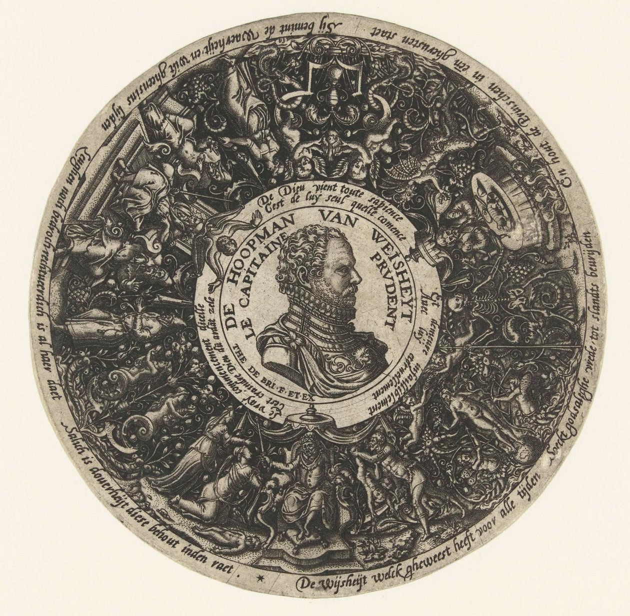 Medalhão com o busto do Capitão da Sabedoria, Theodor de Bry, ca. 1577 - ca. 1578 de Theodor de Bry
