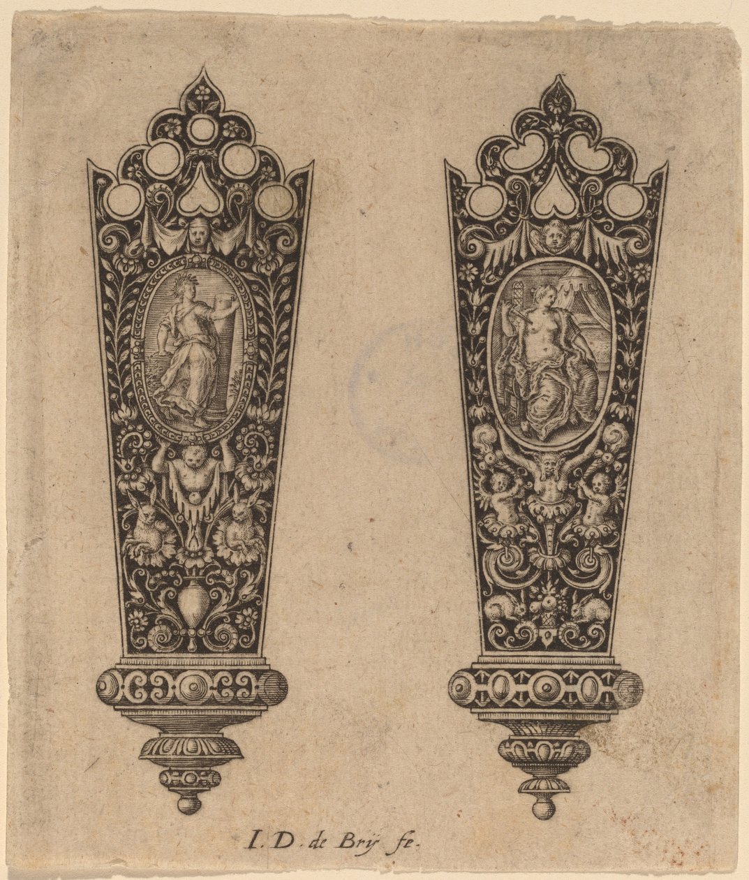 Ornamento para cabo de faca de Theodor de Bry