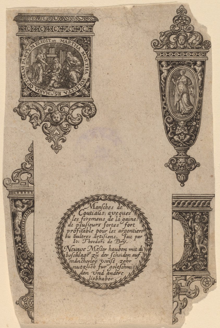 Ornamento para cabo de faca de Theodor de Bry