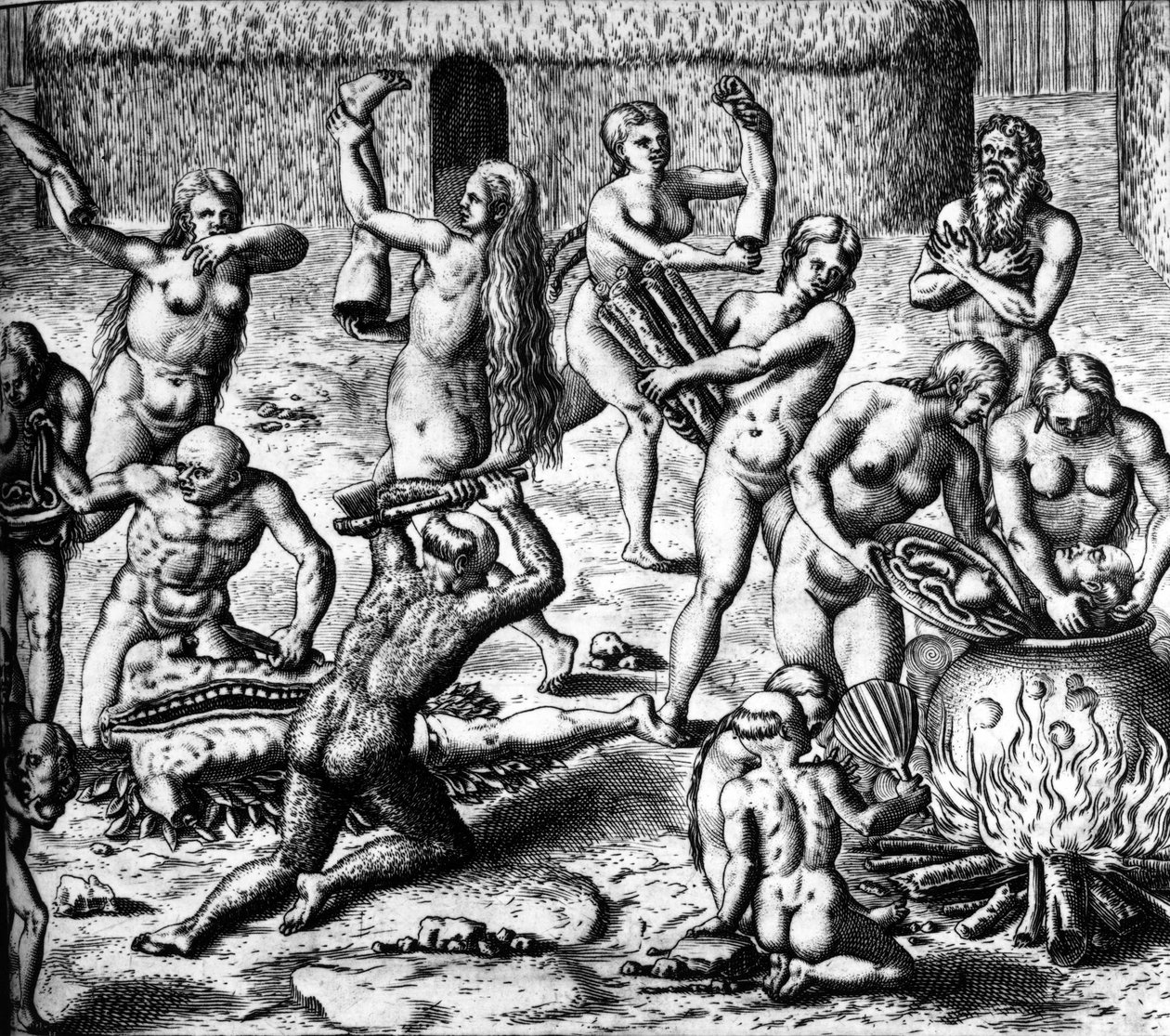 Cena de canibalismo de Theodor de Bry