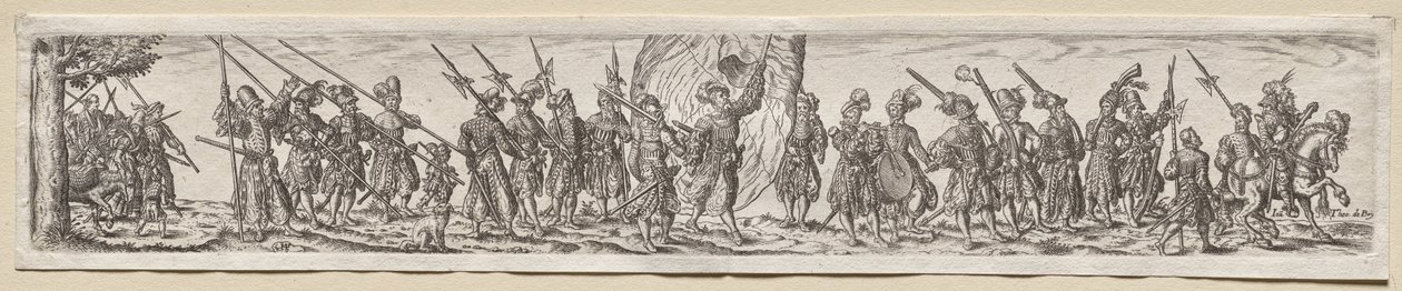 Soldados em março de Theodor de Bry