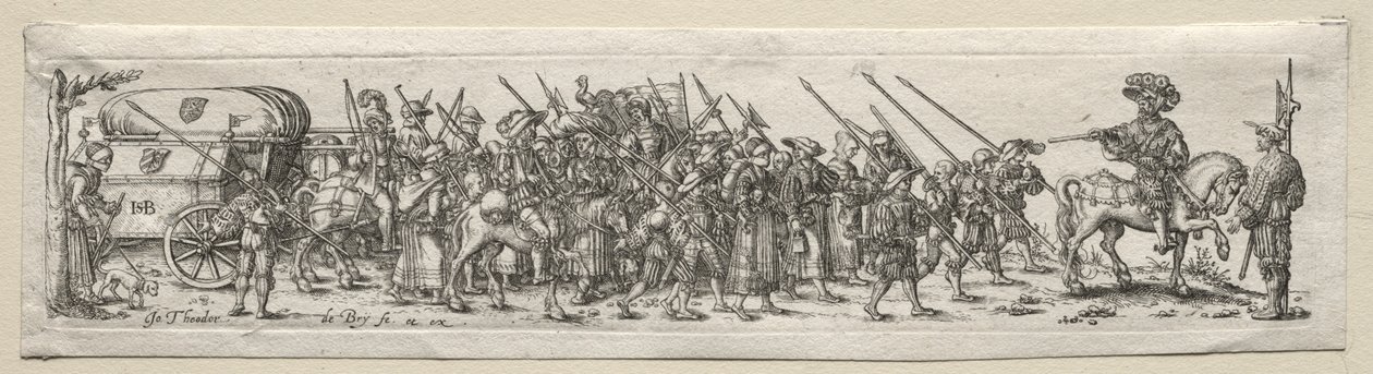 Soldados em março de Theodor de Bry