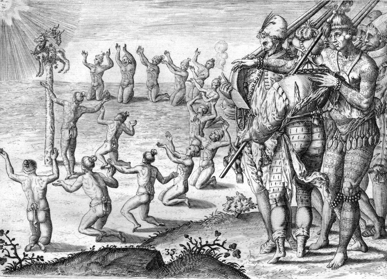 Tribo dos índios Timucua de Theodor de Bry