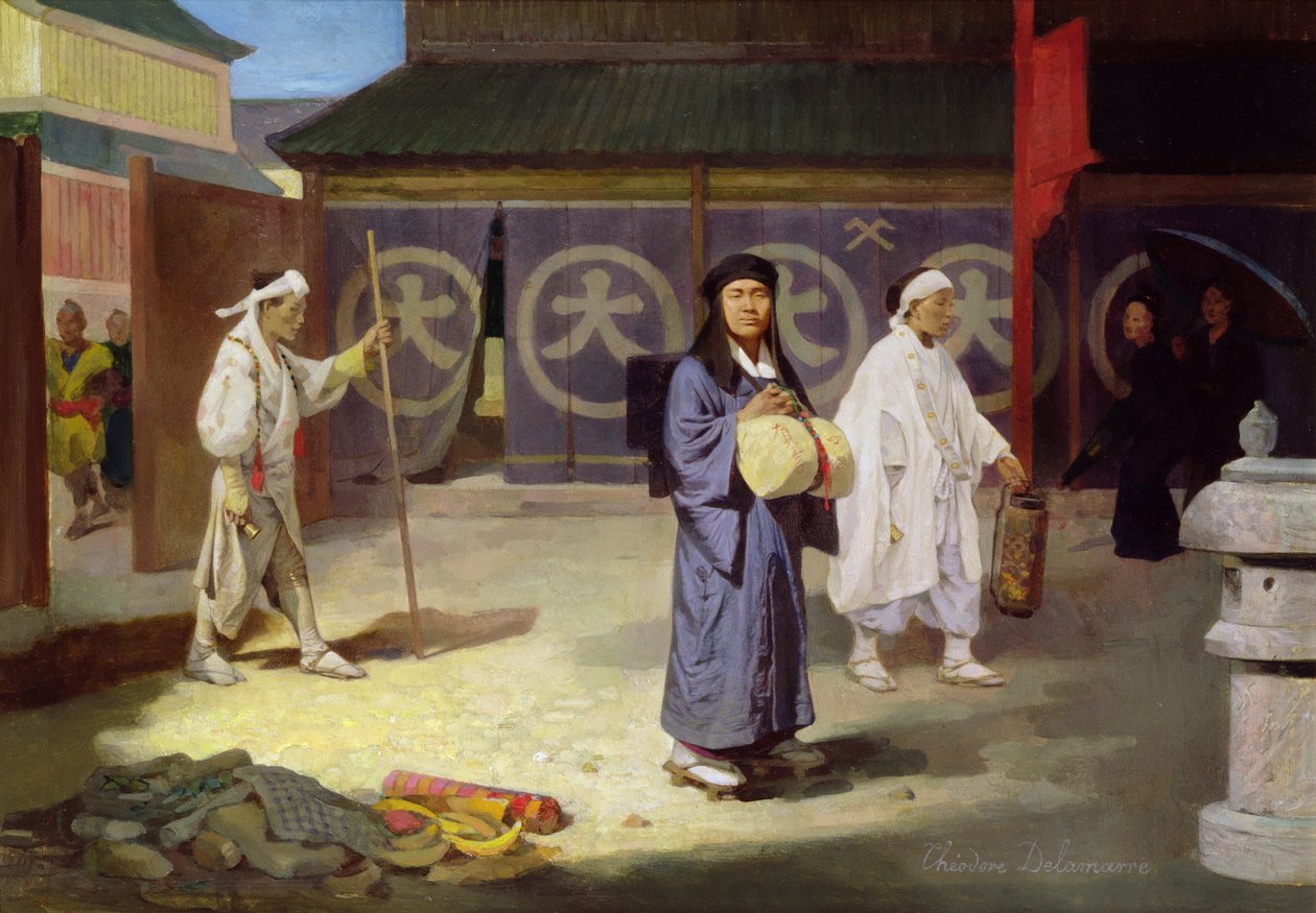 Peregrino japonês retornando do Monte Fusi Yama de Theodore Delamarre