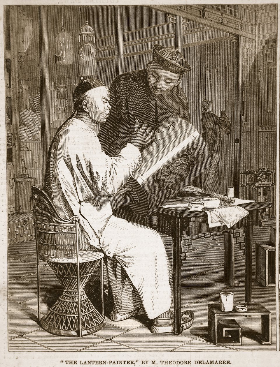O Lantern-Painter, ilustração de "The Illustrated London News", de 1861 de Theodore Delamarre