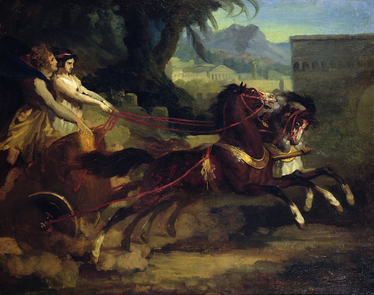 Antiga Corrida de Carruagens, depois de uma pintura de Carle Vernet de Theodore Gericault