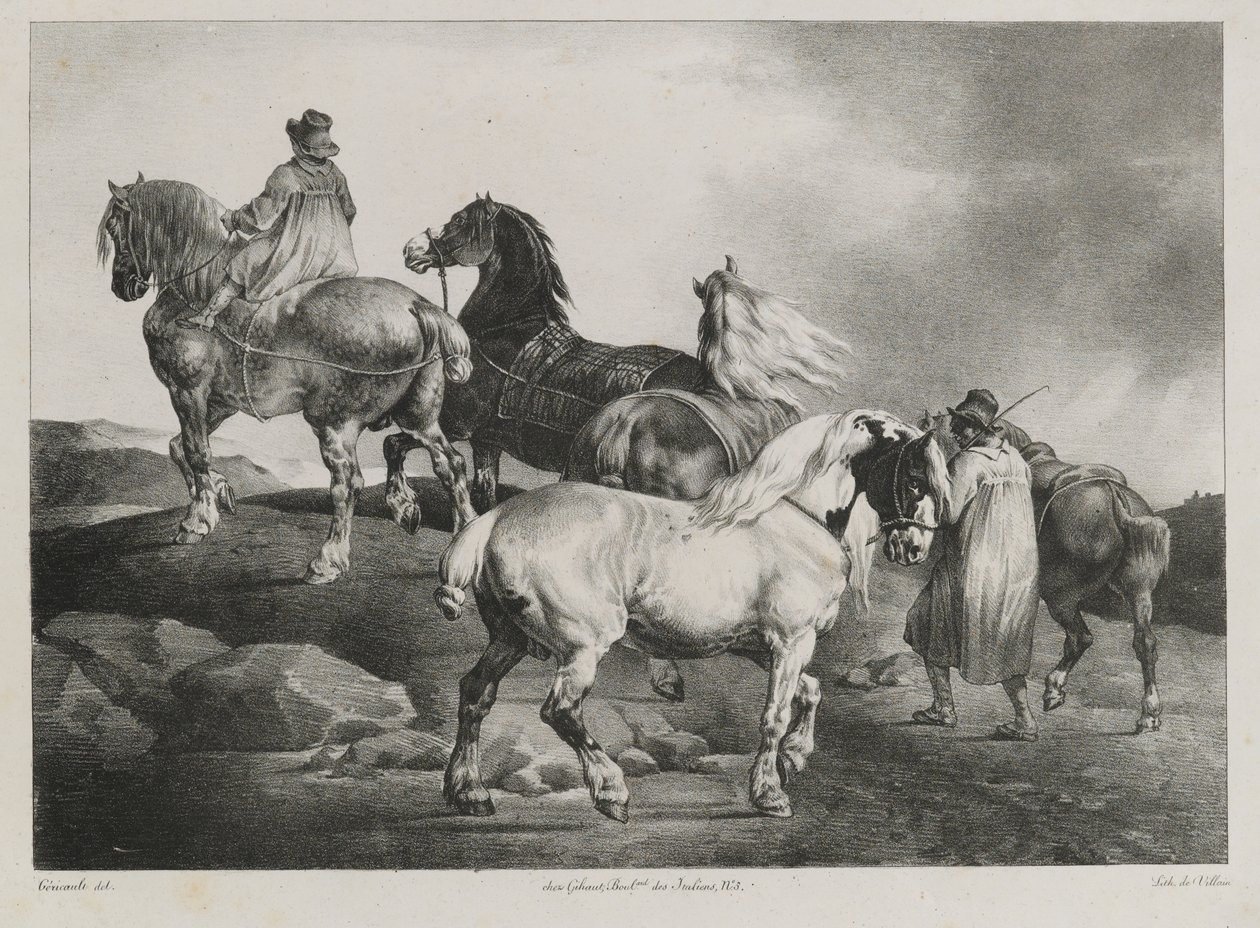Cavalos sendo levados para a feira, 1822 de Theodore Gericault