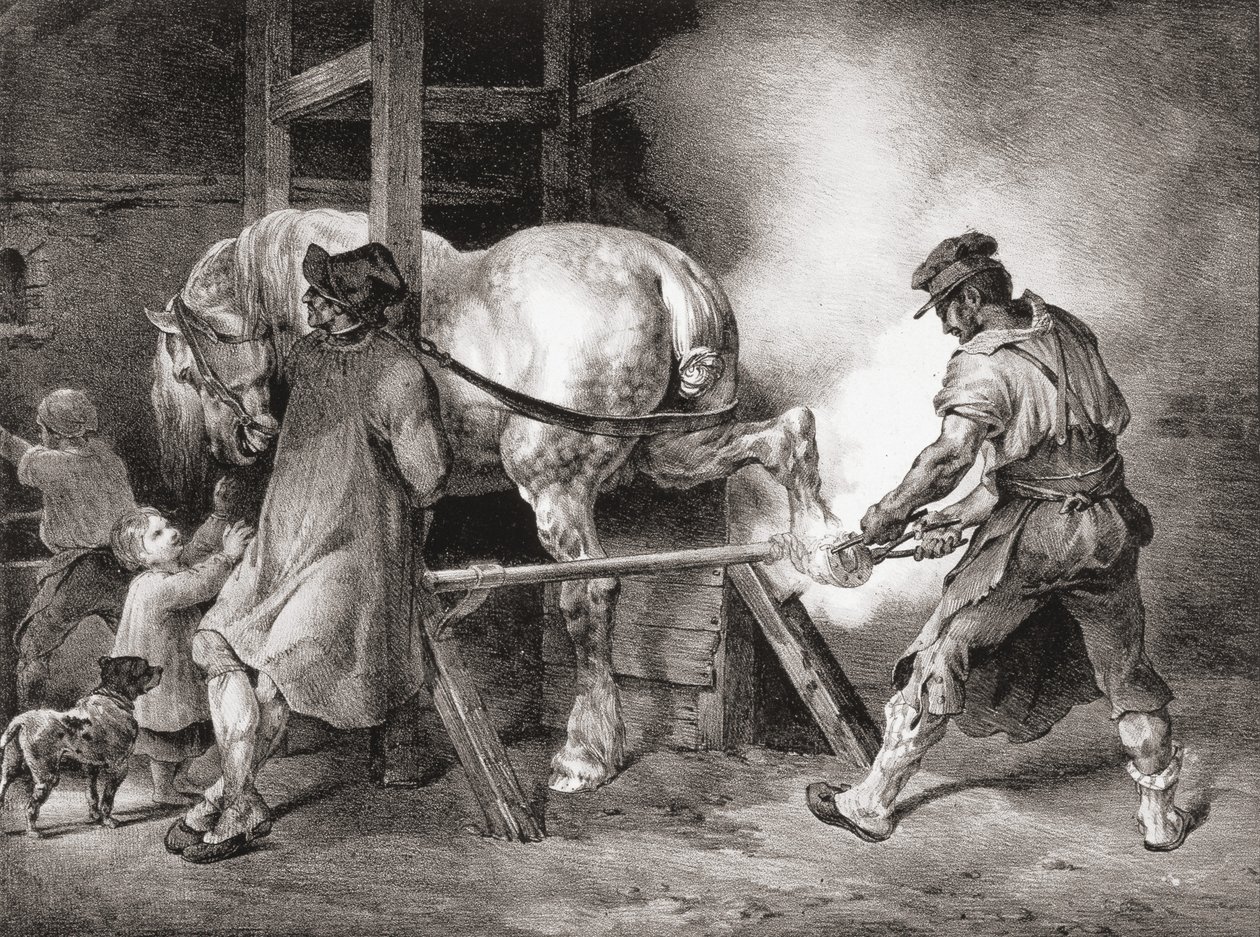 O Farrier, de Etudes de Cheveaux, 1822 de Theodore Gericault