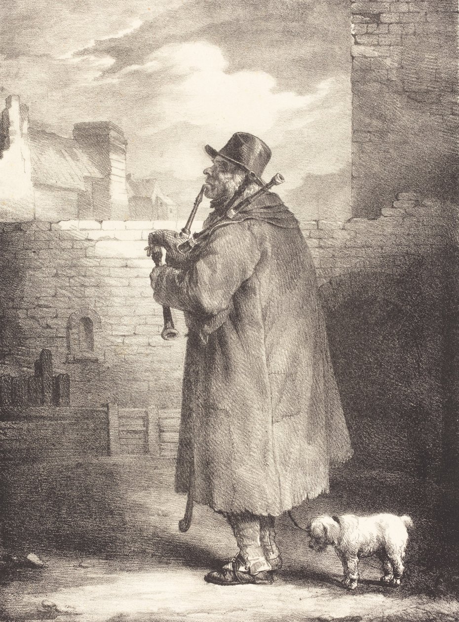 O gaiteiro, c.1821 (litografia em papel de wove) de Theodore Gericault