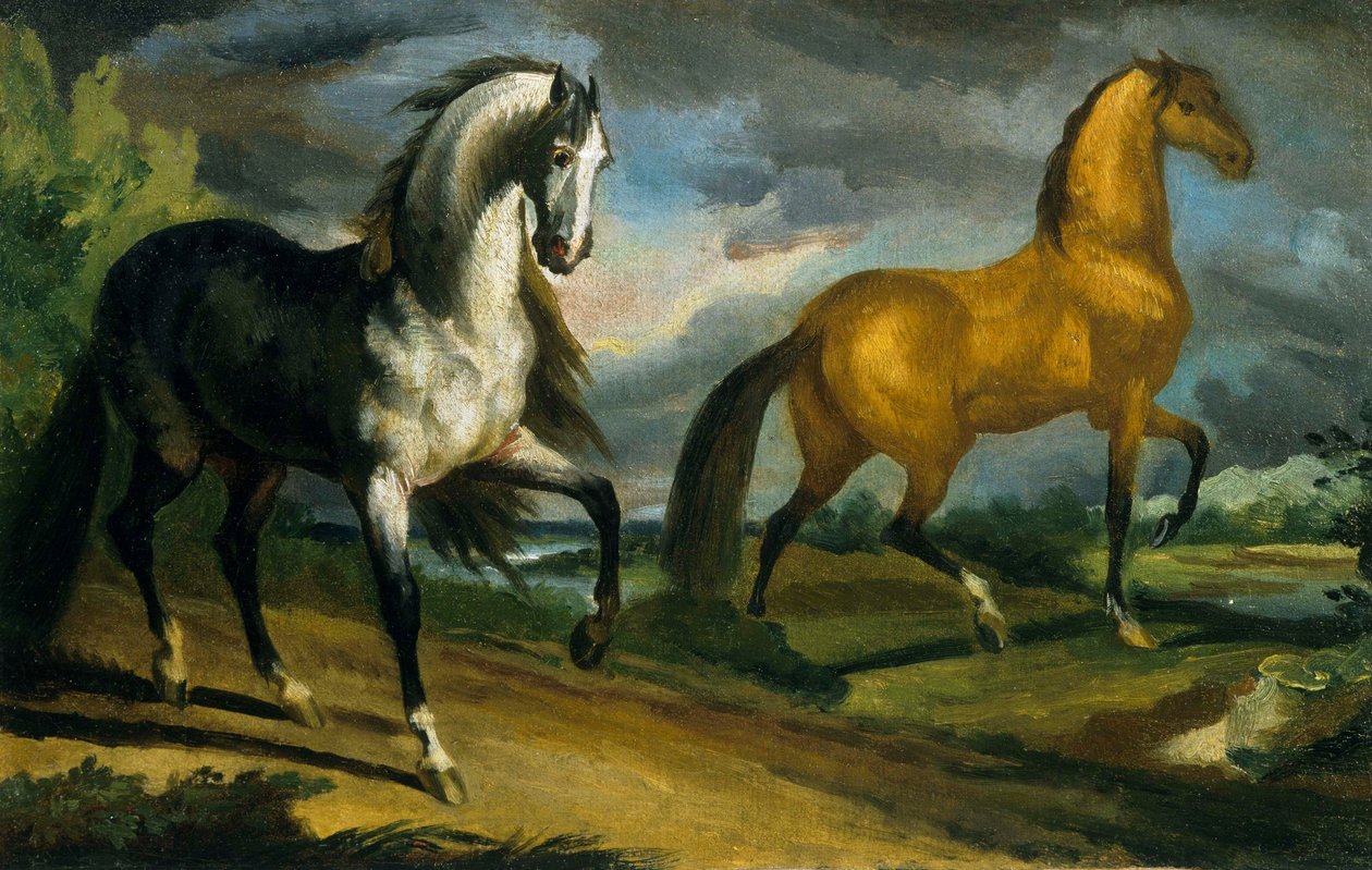 Dois cavalos de Theodore Gericault