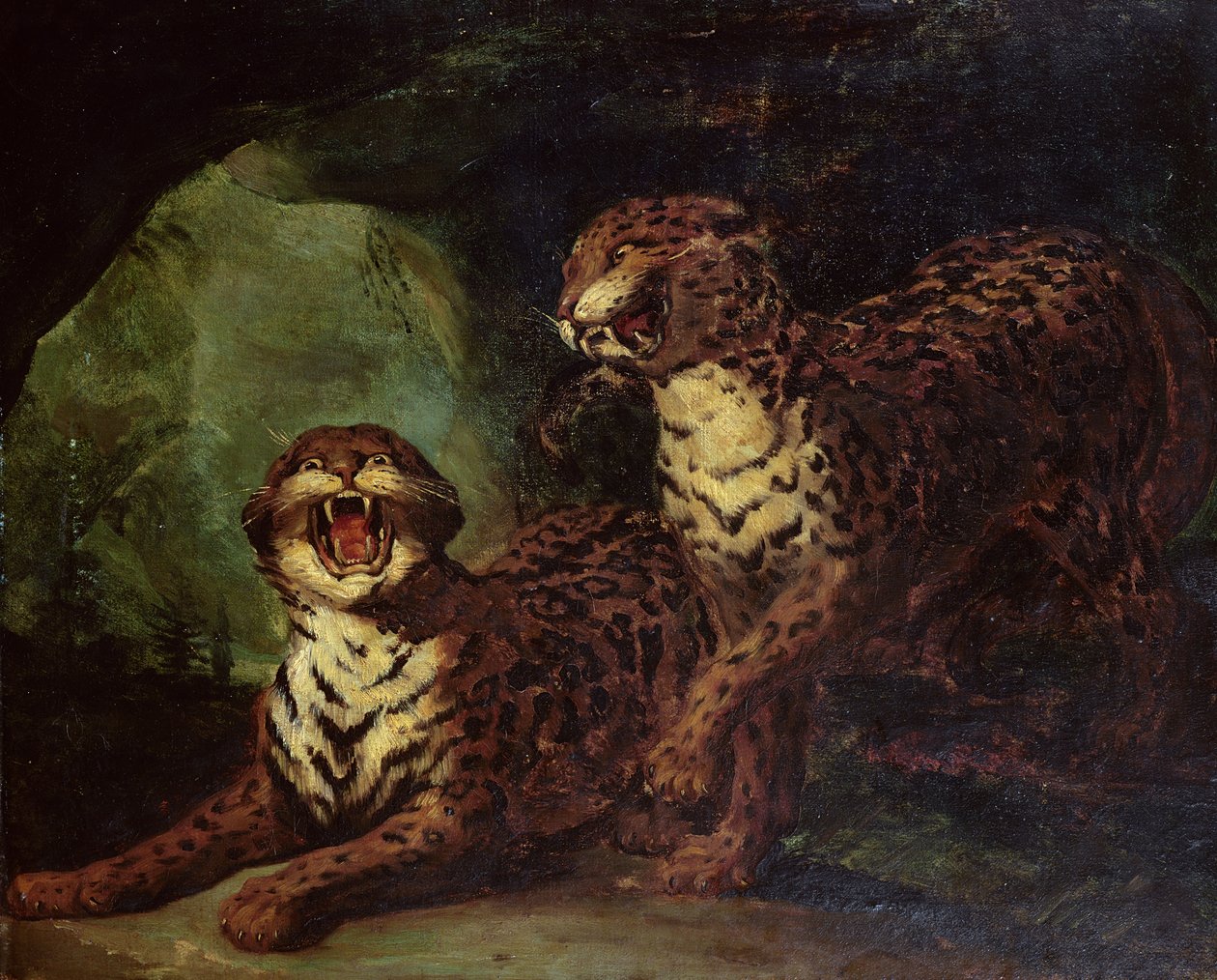 Dois leopardos, c. 1820 de Theodore Gericault