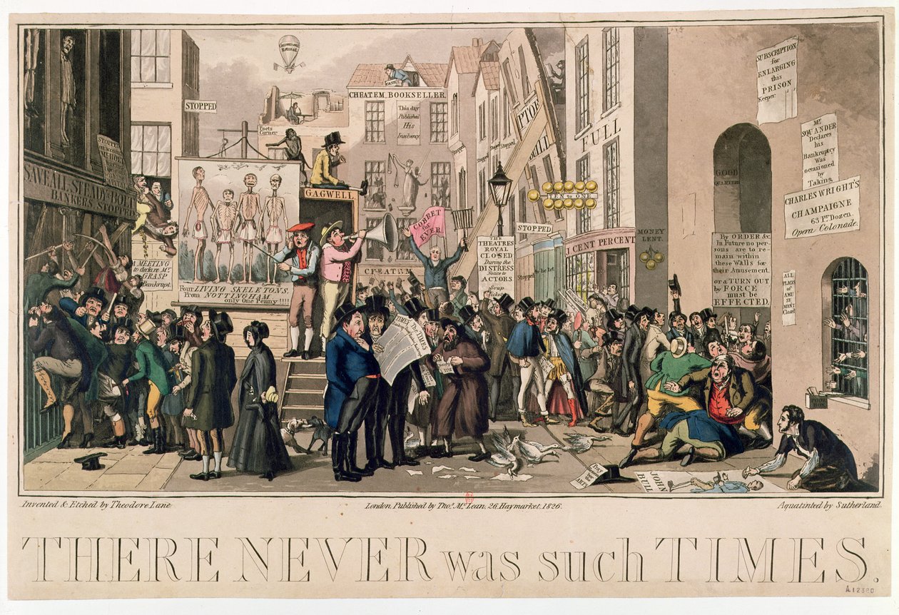 &39;Nunca houve tais épocas&39;, 1826 (aquatint) de Theodore Lane