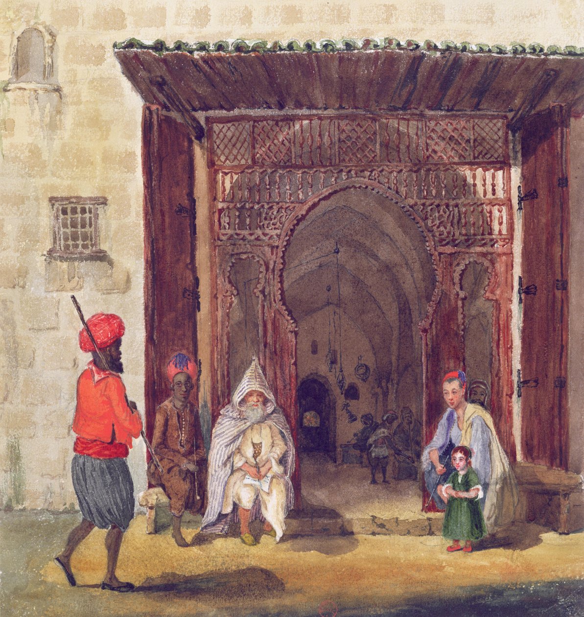 Entrada de uma mesquita em Argel, c.1830 de Theodore Leblanc