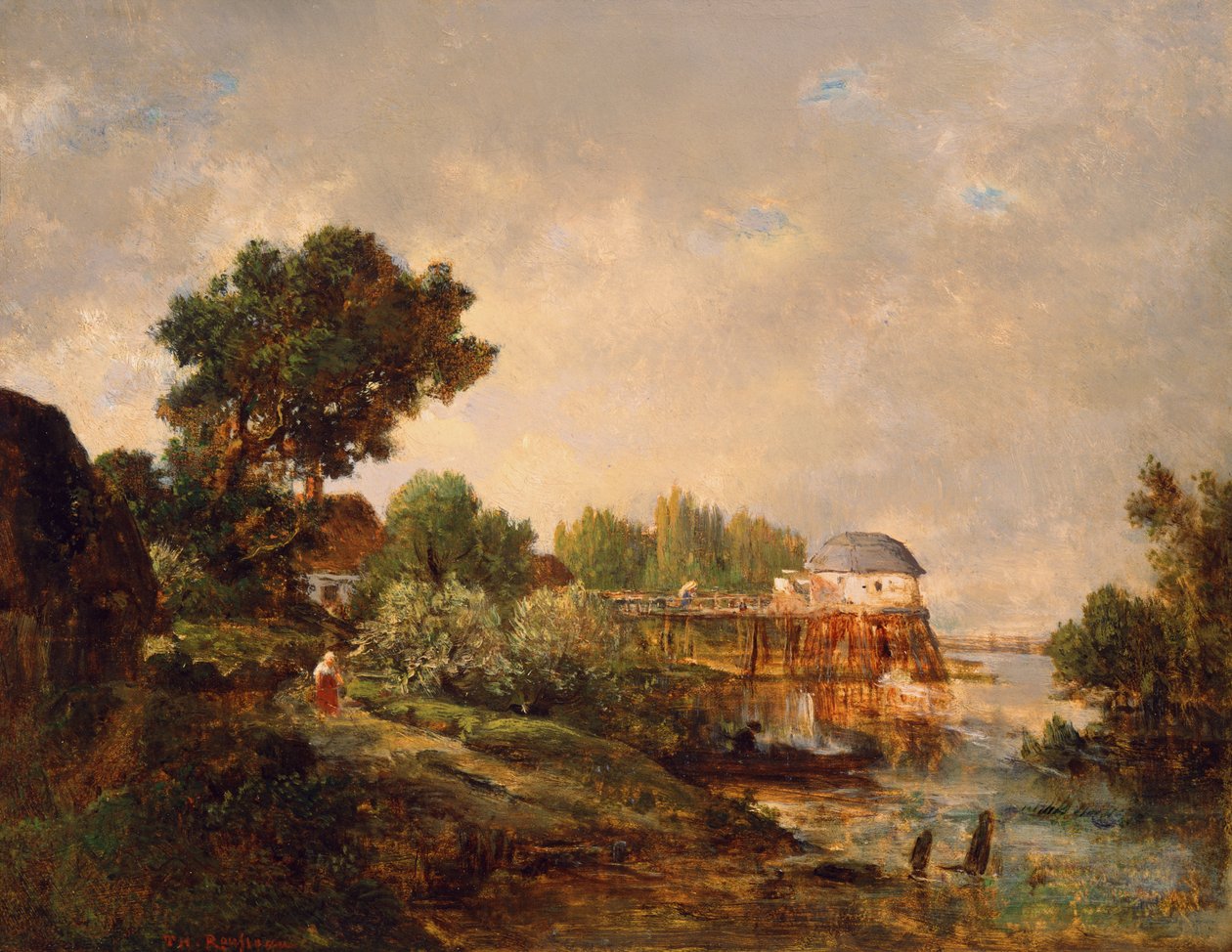 O velho moinho em saint-ouen, paris, frança de Pierre Etienne Theodore Rousseau