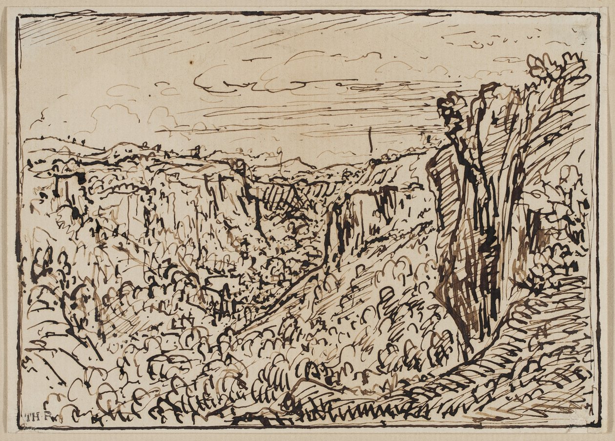 Paisagem montanhosa (The Lorge River Gorge), c. 1861-63 (tinta no papel) de Theodore Roussel