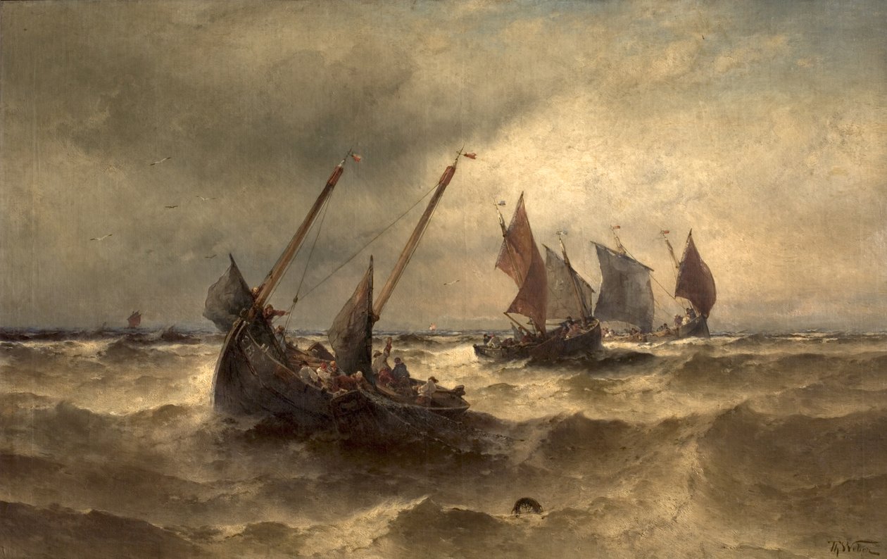 Barcos de pesca no mar de Theodore Weber