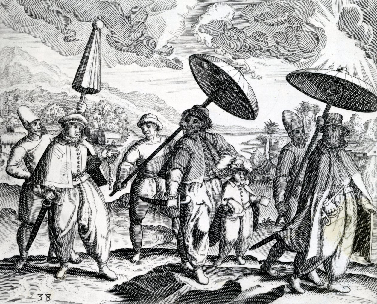 Um grupo de pessoas da India Orientalis, 1598 de Theodore de Bry