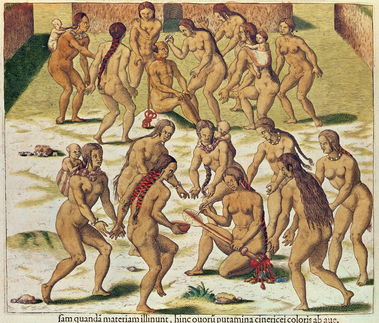 Americae Tertia Pars, como eu caí nas mãos do inimigo (página 346), 1562 (gravura colorida) de Theodore de Bry