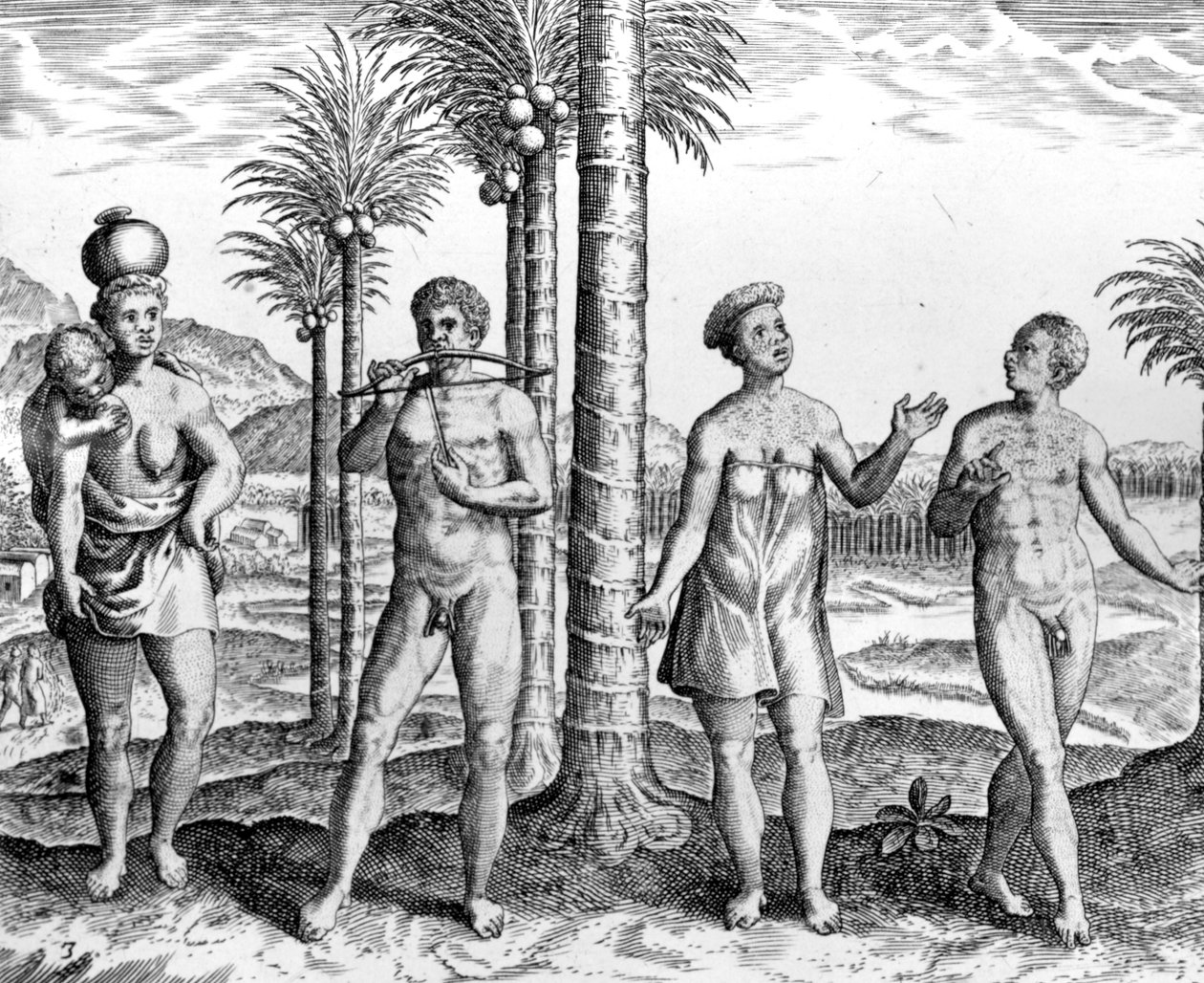 Caffre People, ilustração de &39;India Orientalis&39;, publicado em 1598 de Theodore de Bry