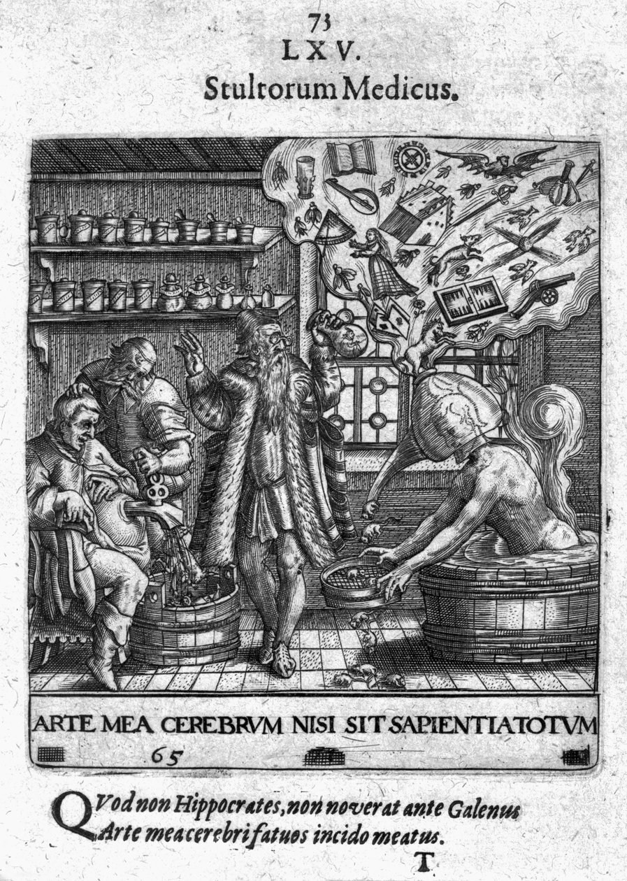 Um médico do estúpido &39;Proscenium do humano ou emblema secular ", por Theodore de Bry, 1627 de Theodore de Bry