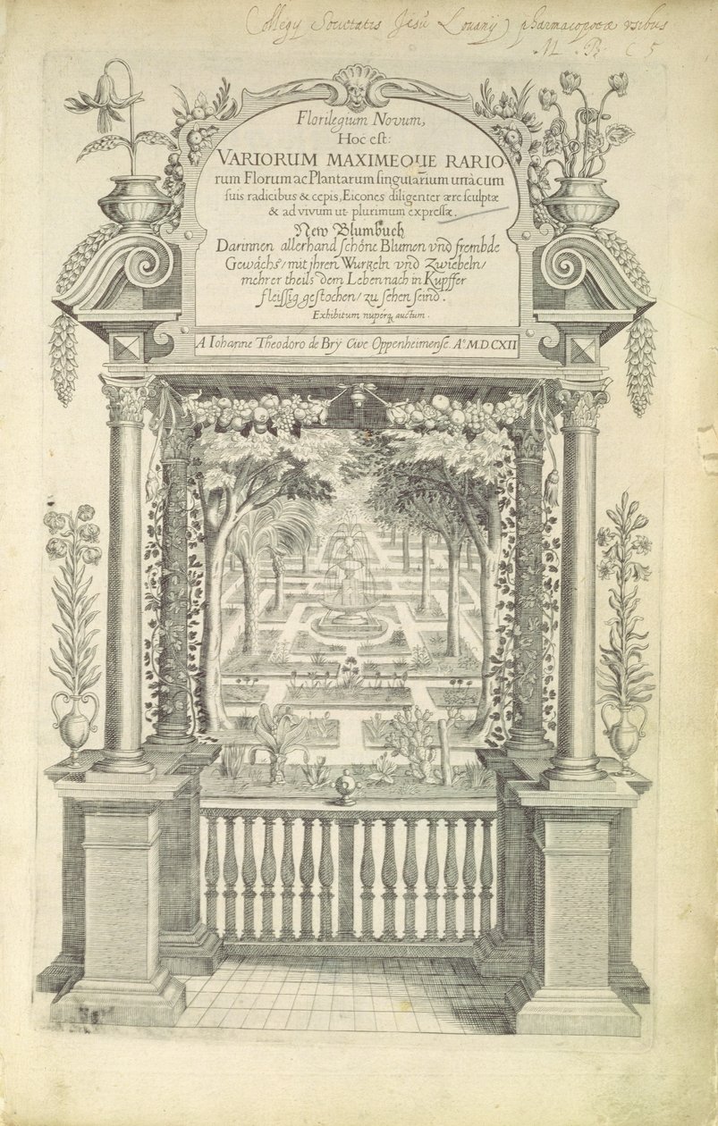 Página de título de &39;Florilegium&39;, publicada em 1612 de Theodore de Bry
