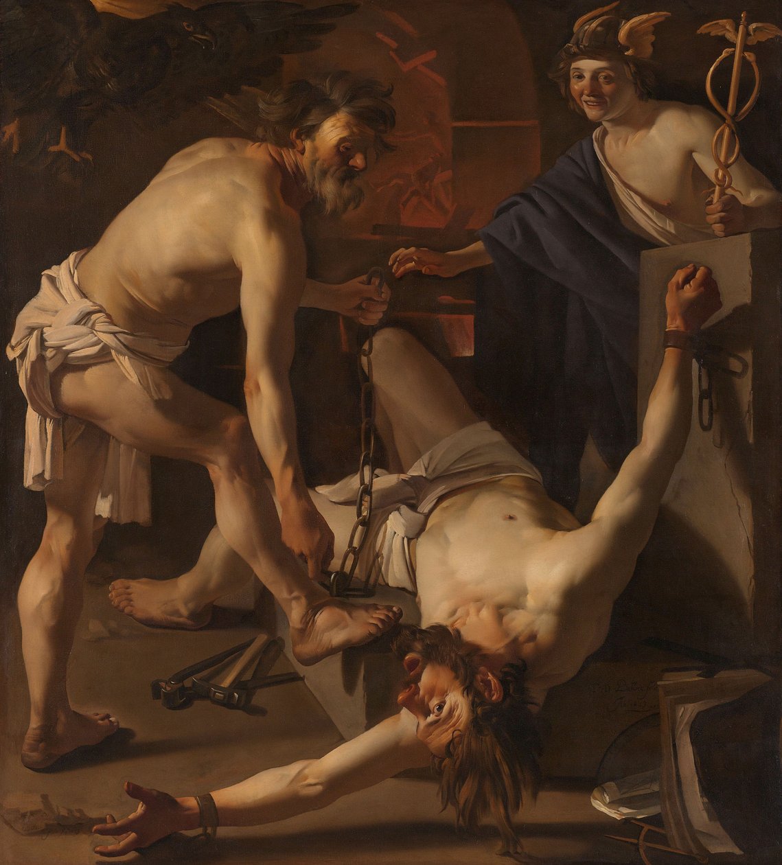 Prometheus sendo acorrentado por Vulcan, 1623 de Theodore van Baburen