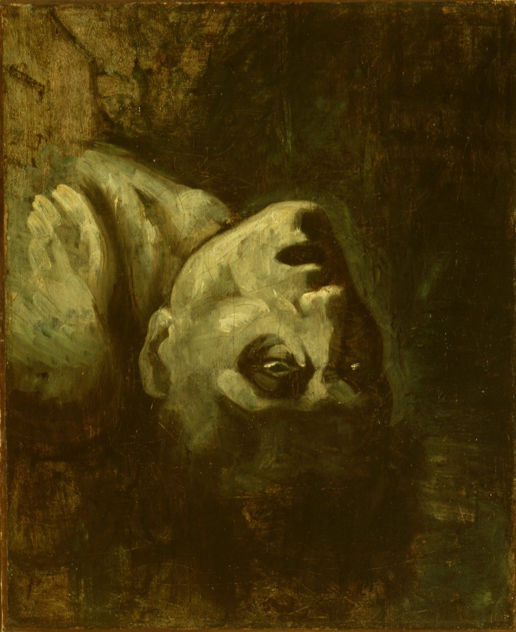 Cabeça de um homem afogado, c.1819 (óleo sobre papel montado sobre tela) de Theodore (circle of) Gericault