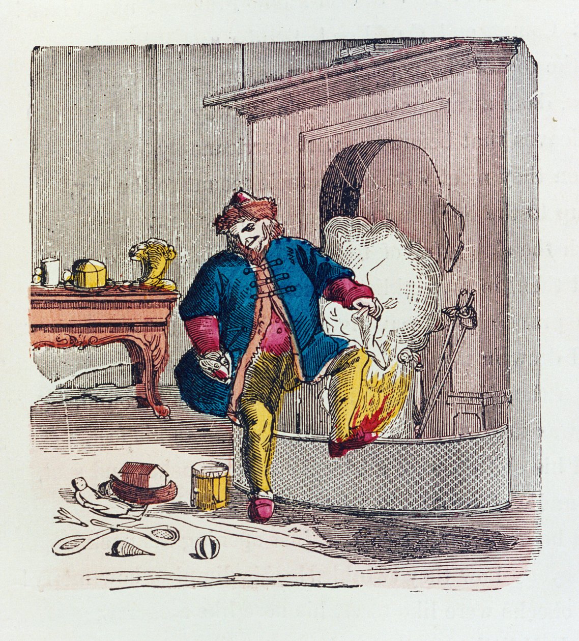 Uma visita de São Nicolau, 1840 cor foto litográfica de Theodore C. Boyd