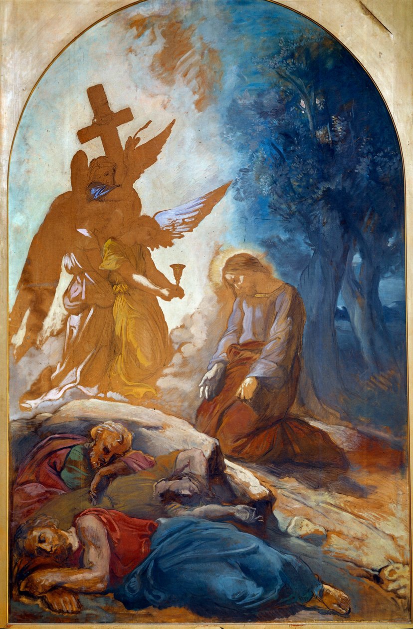 Jesus no jardim das oliveiras. Pintura de Theodore Chasseriau (1819-1856) de Théodore Chassériau
