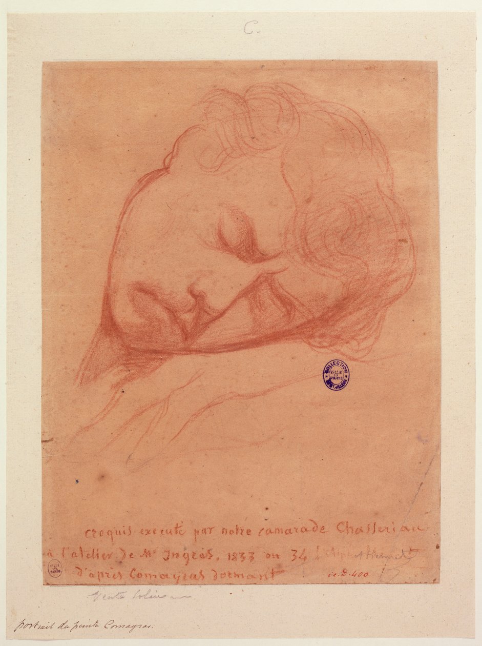 Retrato do pintor Comayras a dormir de Théodore Chassériau