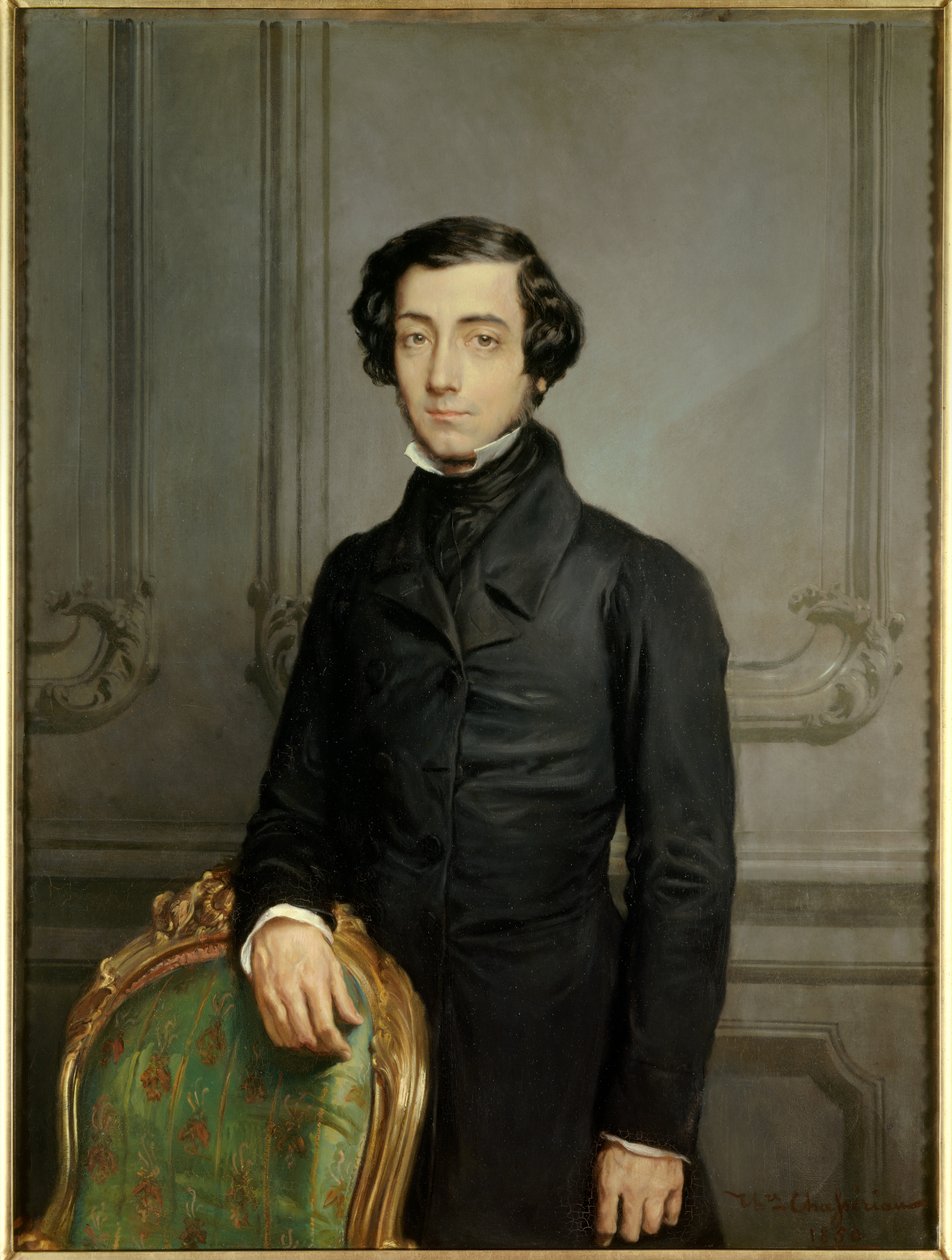 Retrato de Alexis Charles Henri Cleral de Tocqueville (1805-1859), Ministro dos Negócios Estrangeiros da Segunda República Pintura de Theodore Chasseriau (1819-1856) de Théodore Chassériau