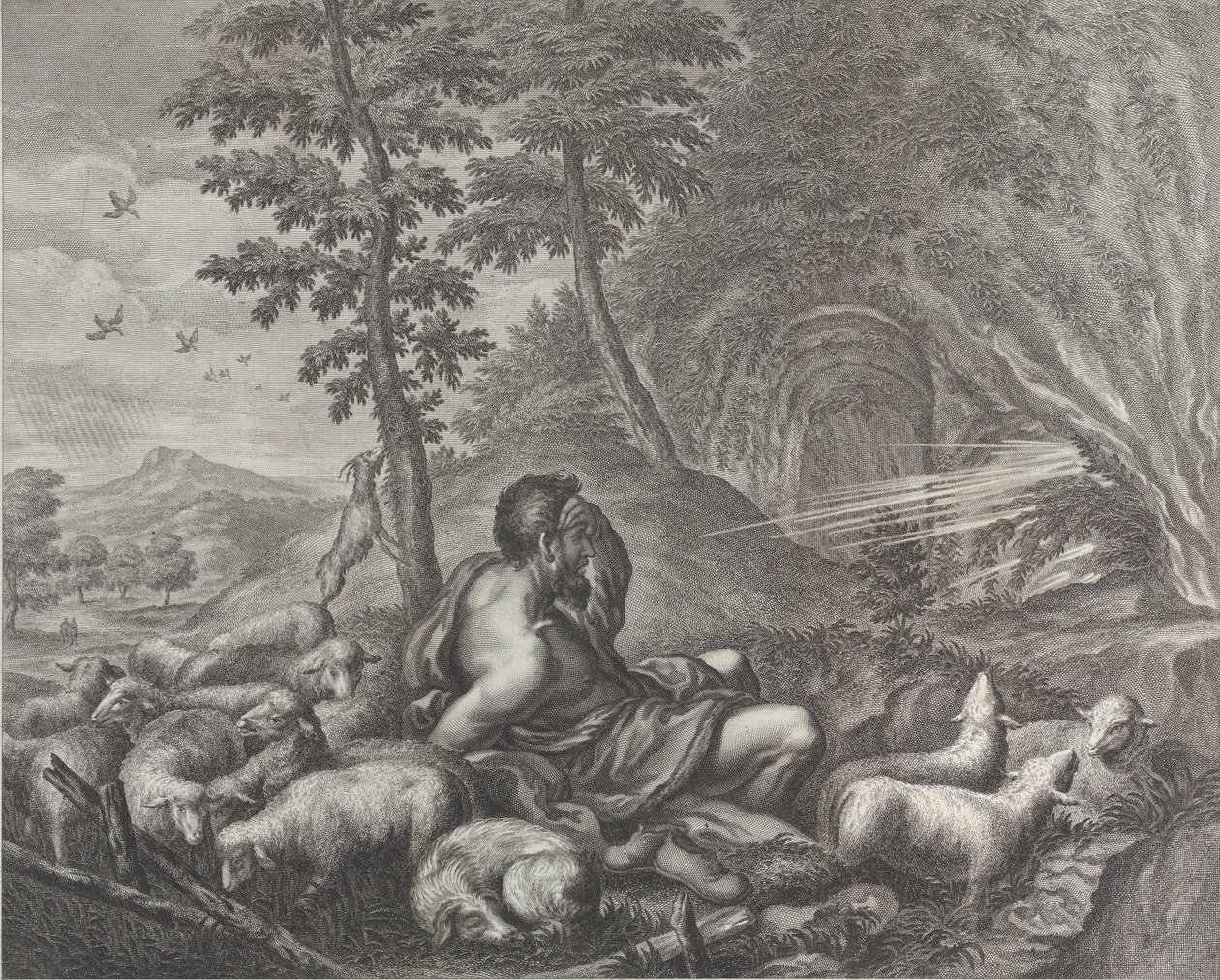 Jacó guardando o rebanho de Labão, 1613-24. de Theodore Cruger