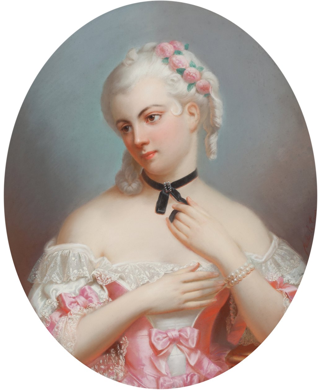 Louise Elisabeth da França (1727-1759) , por Fantin-Latour, Theodore (1805-1872). Pastel sobre papel, primeira metade do século XIX. Coleção Particular de Theodore Fantin Latour