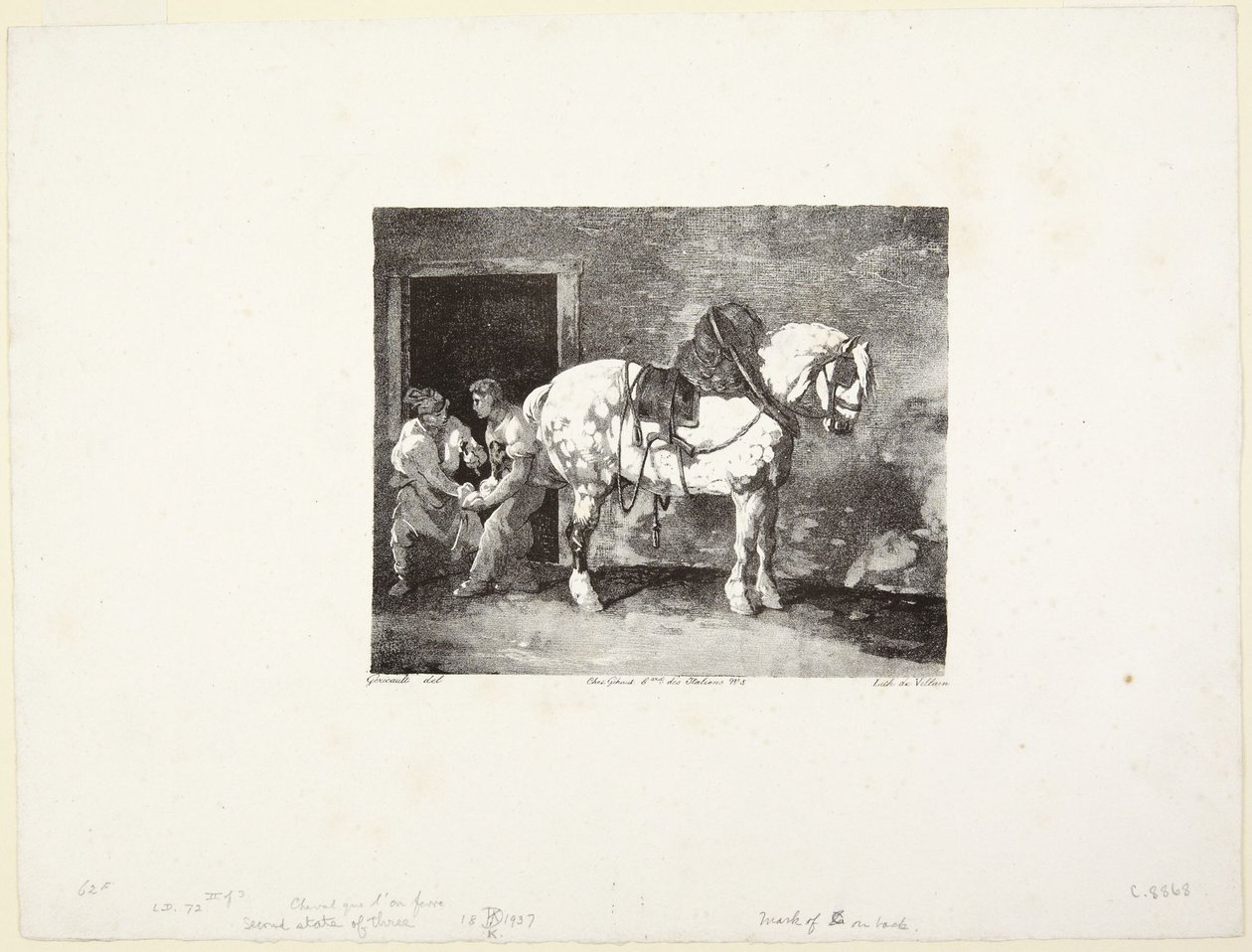 A  Horse being Shod (Cavalo a ser ferrado) de Theodore Gericault