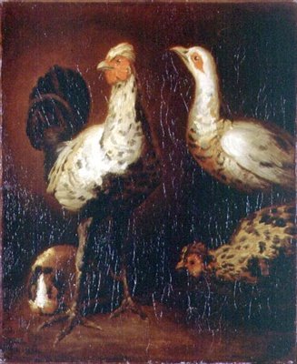 Um galo, duas galinhas e um porquinho-da-índia de Theodore Gericault