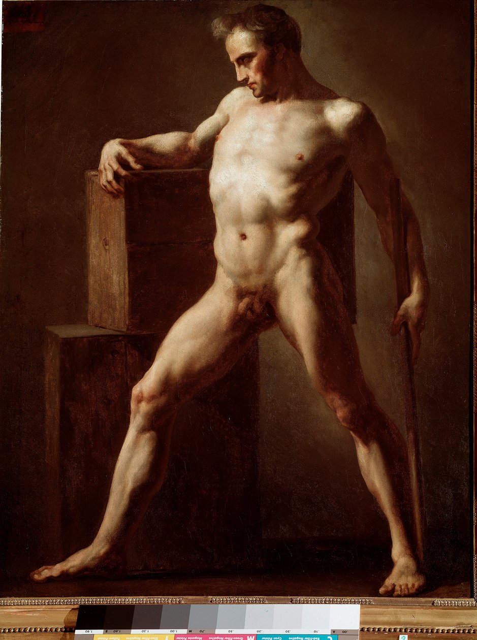 Académico Estudo académico do corpo nu. Pintura por Jean Louis Theodore Gericault (1791-1824) 1808-1812 Sol. 79x62 cm Rouen, musee des Beaux Arts de Theodore Gericault