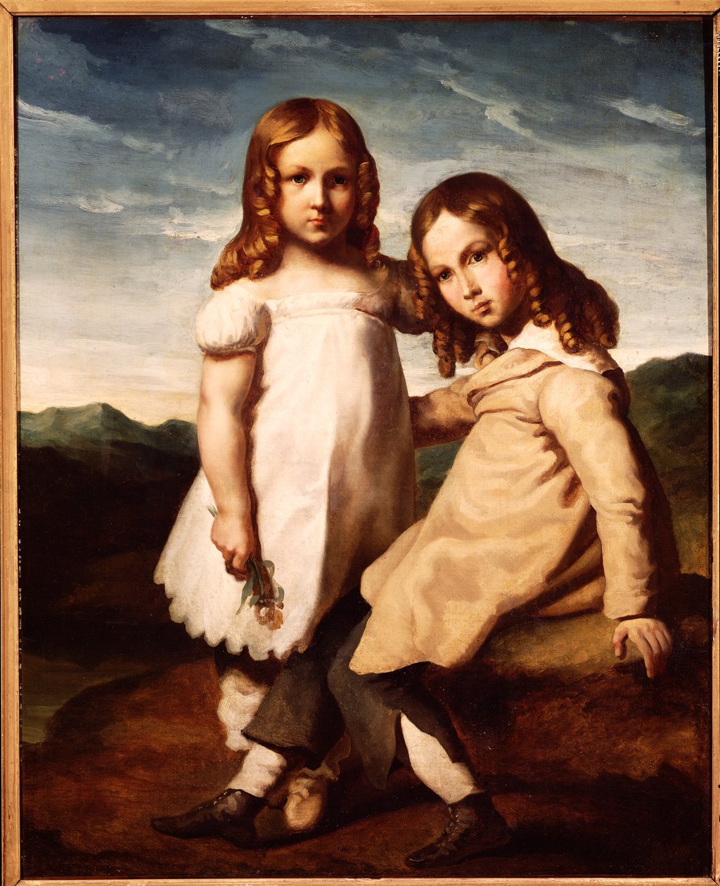 Alfred Dedreux (1810-60) como uma criança com sua irmã, Elisabeth, 1816-17 de Theodore Gericault