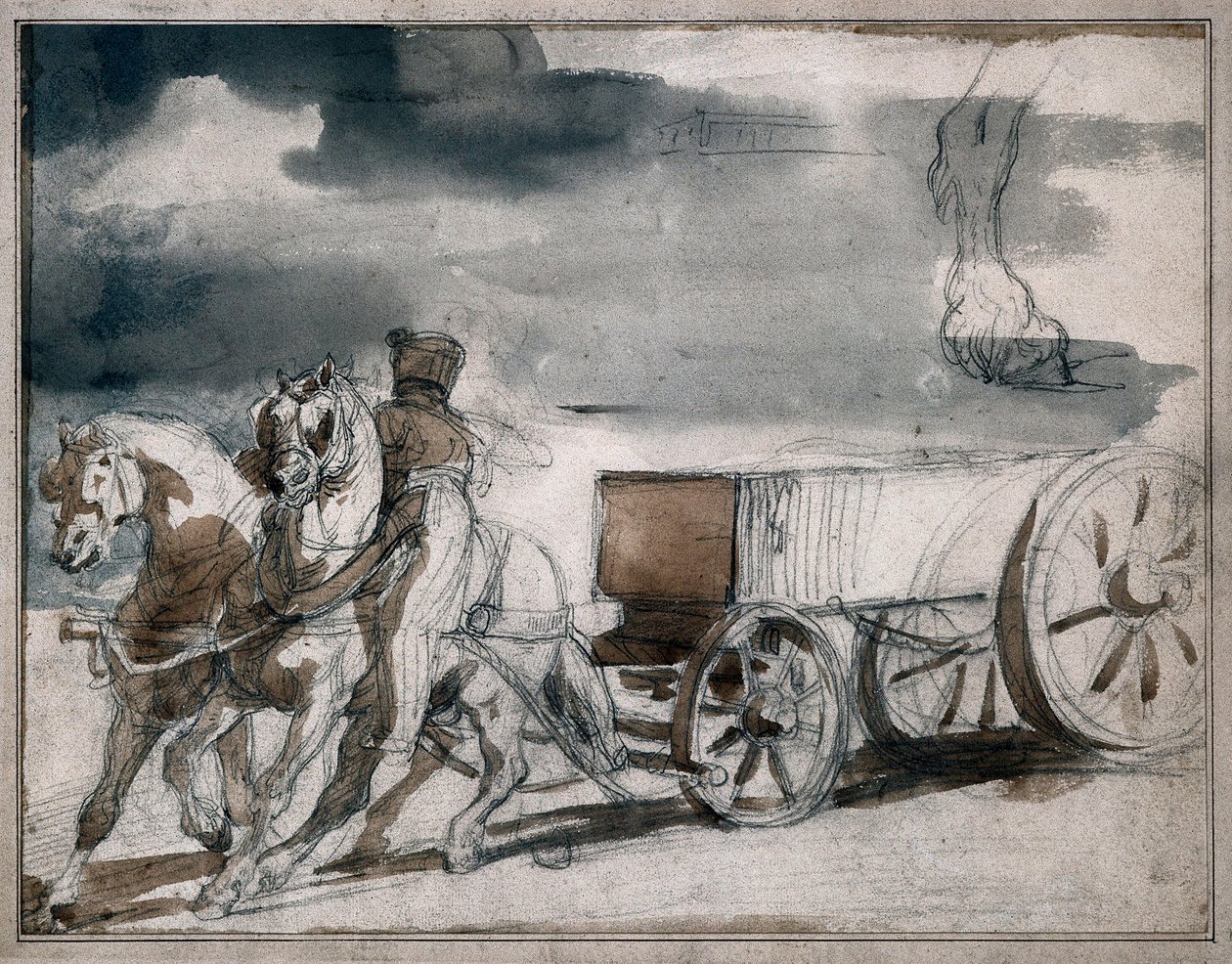 Carrinho das munições disparado por dois cavalos de Theodore Gericault
