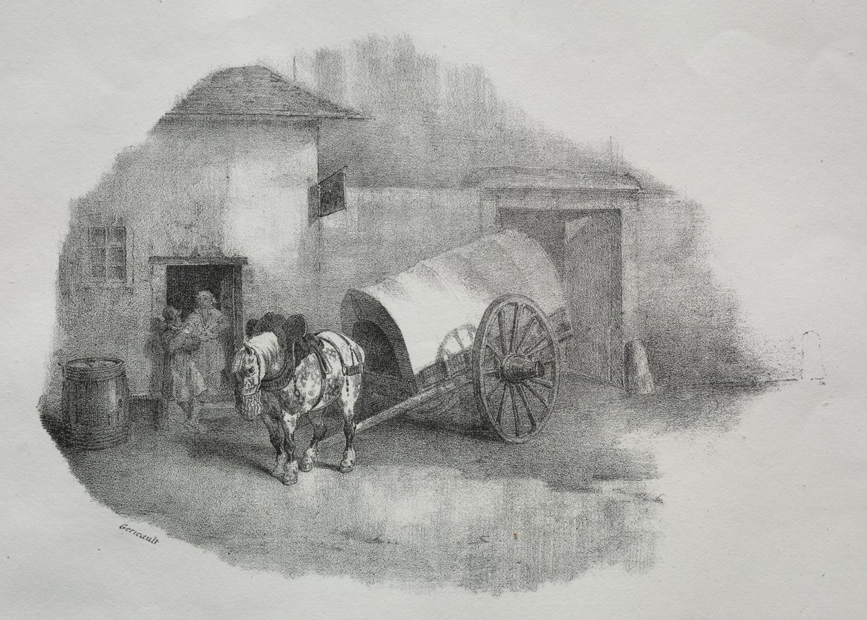 Cavalo de carroça fora das longarinas de Theodore Gericault