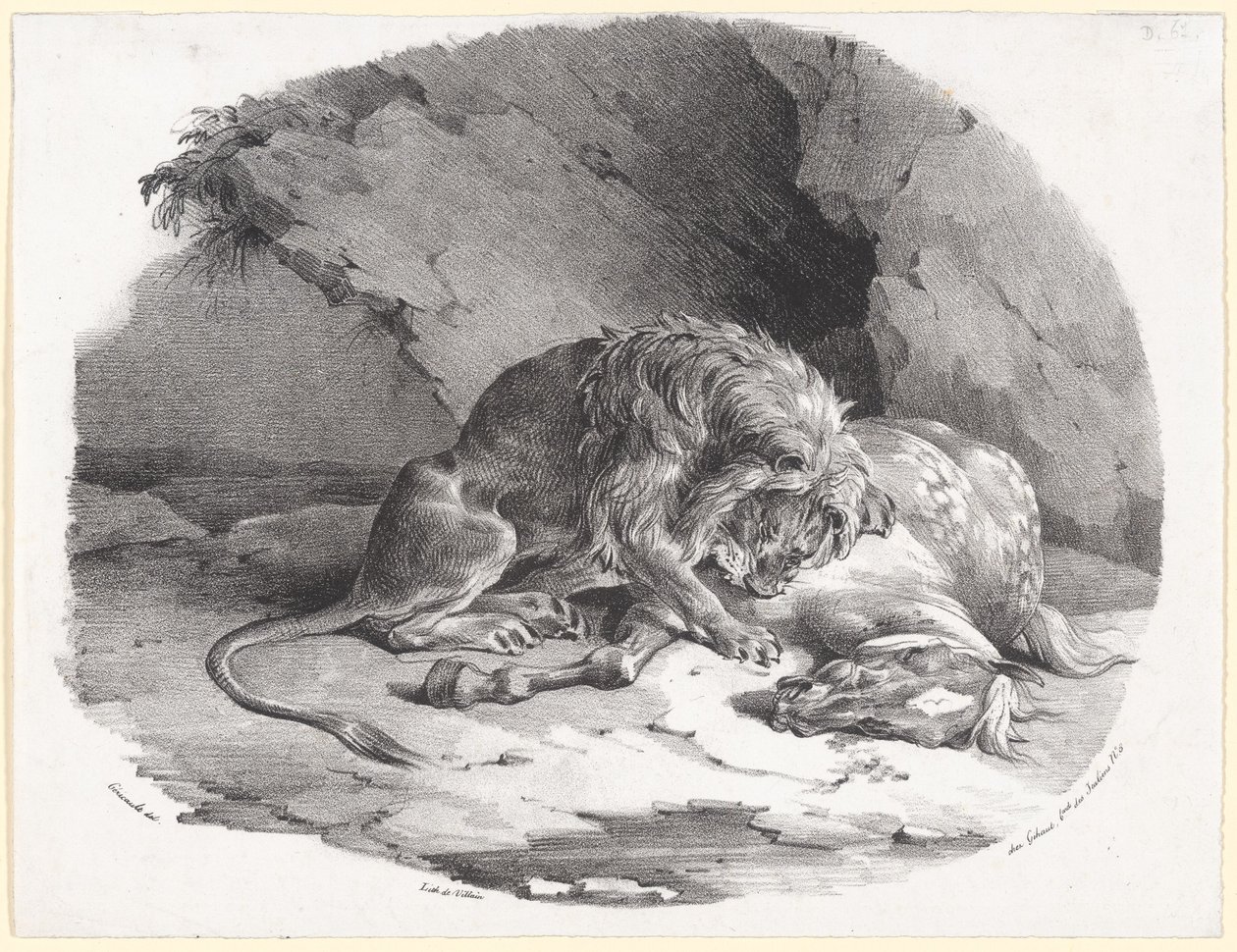 Cavalo devorado por um leão (A Horse Being Devoured by a Lion) de Theodore Gericault