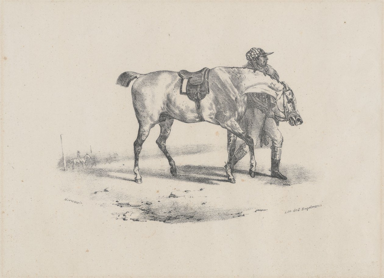 Cavalo a ser passeado antes da corrida (A Horse Being Walked Before the Race) de Theodore Gericault