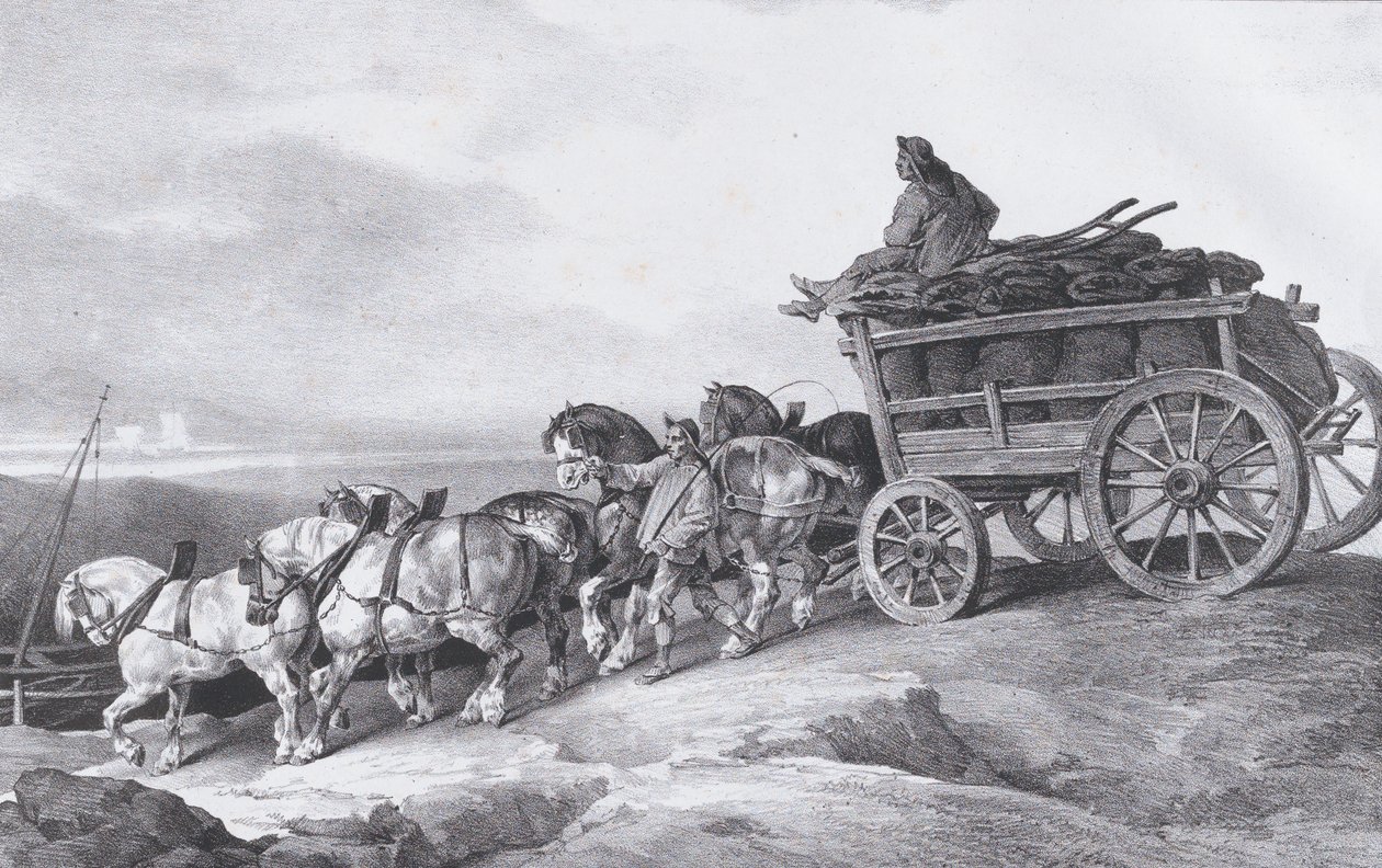 Carroça de Carvão [sic.] Desenhada por Cavalos, 1822. de Theodore Gericault