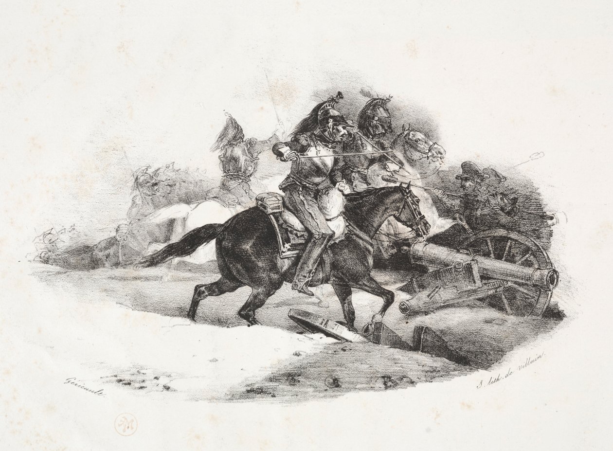Cuirassiers carregando uma bateria de artilharia. de Theodore Gericault