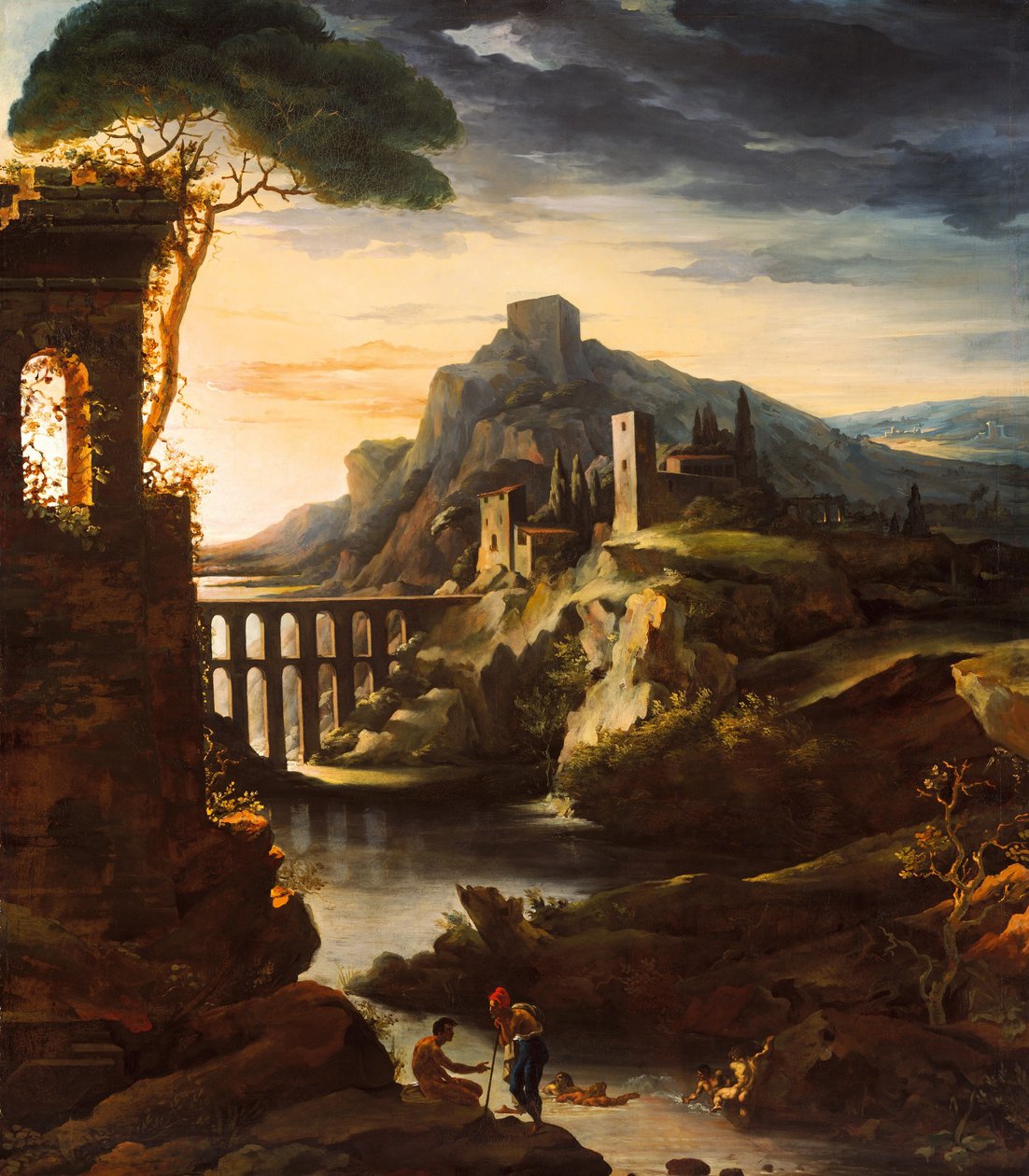 Noite: paisagem com um aqueduto de Theodore Gericault