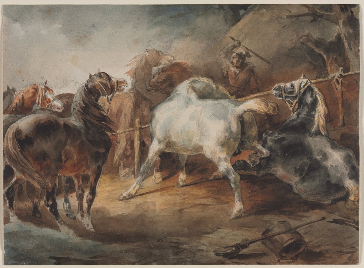 Cavalos de Combate, c. 1820 de Theodore Gericault